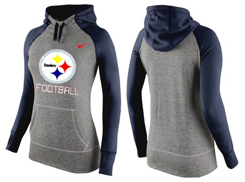 Women's Pittsburgh Steelers Performance Hoodie Grey & Dark Blue_1 cheap jerseys for sale - CheapJerseys.Shop