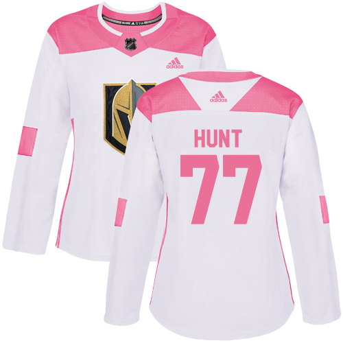 Golden Vegas Golden Knights #77 Brad Hunt White/Pink Authentic Fashion Women's Stitched Jersey Womens cheap jerseys for sale - CheapJerseys.Shop