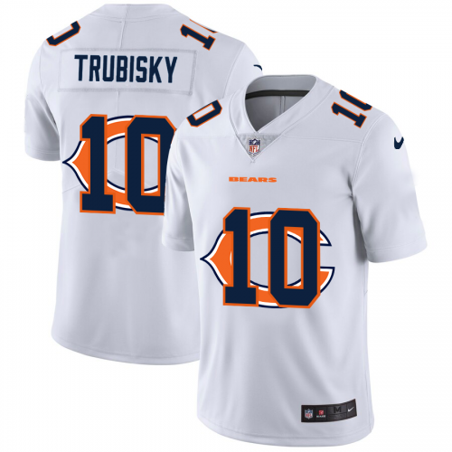 Chicago Chicago Bears #10 Mitchell Trubisky White Men's Team Logo Dual Overlap Limited Jersey Men's cheap jerseys for sale - CheapJerseys.Shop