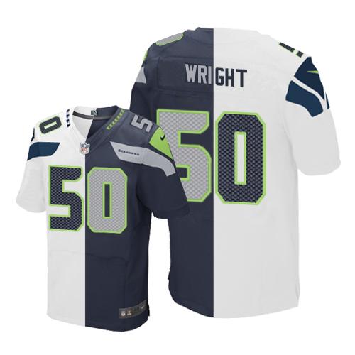 Seattle Seahawks #50 K.J. Wright White/Steel Blue Men's Stitched Elite Split Jersey Men's cheap jerseys for sale - CheapJerseys.Shop