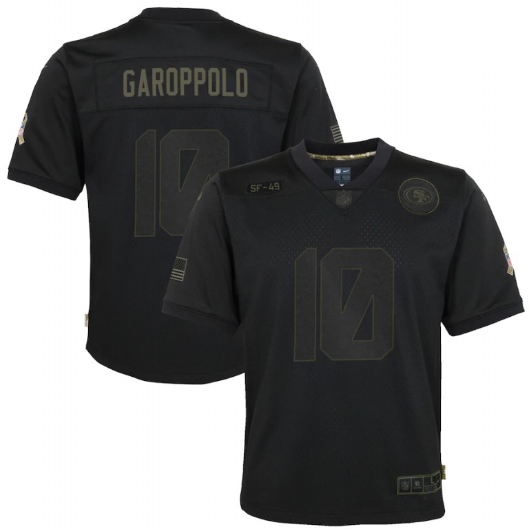 San Francisco 49ers #10 Jimmy Garoppolo Youth 2020 Salute To Service Game Jersey Black cheap jerseys for sale - CheapJerseys.Shop