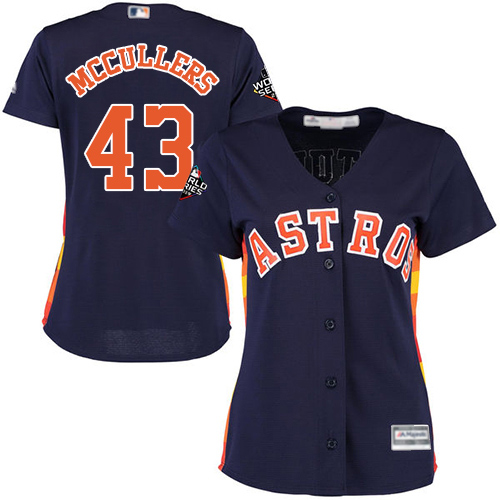 Houston Astros #43 Lance McCullers Navy Blue Alternate 2019 World Series Bound Women's Stitched Jersey Womens cheap jerseys for sale - CheapJerseys.Shop