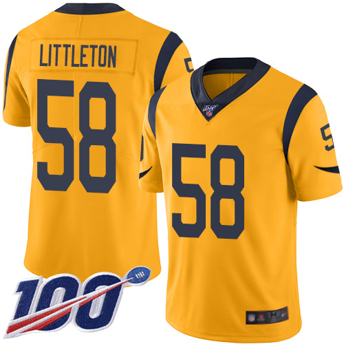 Los Angeles Rams #58 Cory Littleton Gold Men's Stitched Limited Rush 100th Season Jersey Men's cheap jerseys for sale - CheapJerseys.Shop