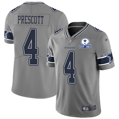 Cowboys #4 Dak Prescott Gray Men's Stitched With Established In 1960 Patch Limited Inverted Legend Jersey cheap jerseys for sale - CheapJerseys.Shop