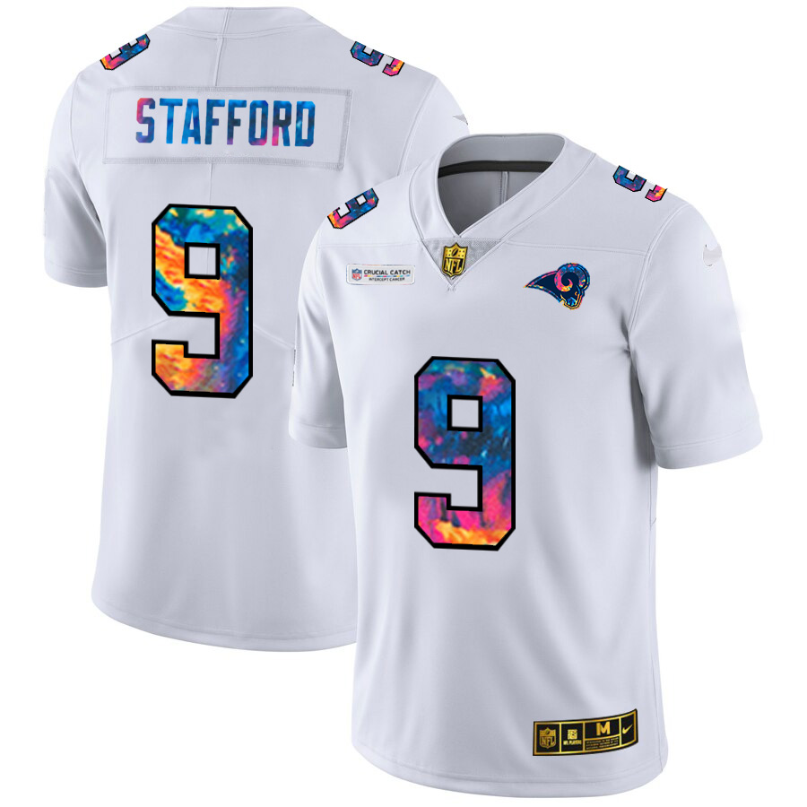 Los Angeles Rams #9 Matthew Stafford Men's White Multi-Color 2020 Crucial Catch Limited Jersey cheap jerseys for sale - CheapJerseys.Shop