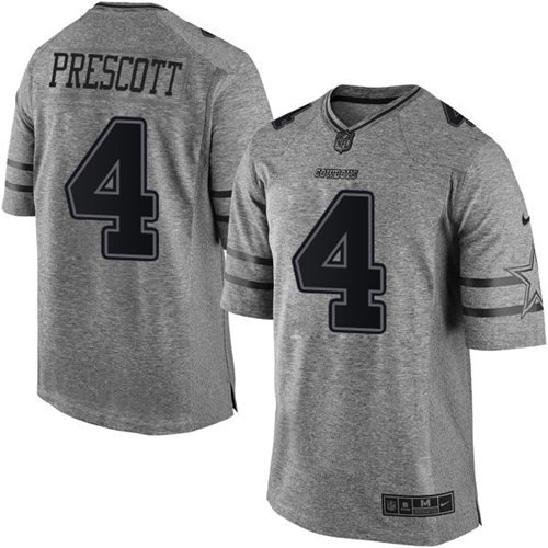 Cowboys #4 Dak Prescott Gray Men's Stitched Limited Gridiron Gray Jersey cheap jerseys for sale - CheapJerseys.Shop
