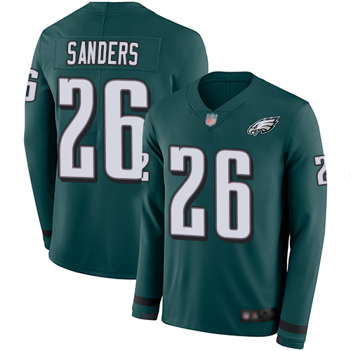 Eagles #26 Miles Sanders Midnight Green Team Color Men's Stitched Limited Therma Long Sleeve Jersey cheap jerseys for sale - CheapJerseys.Shop