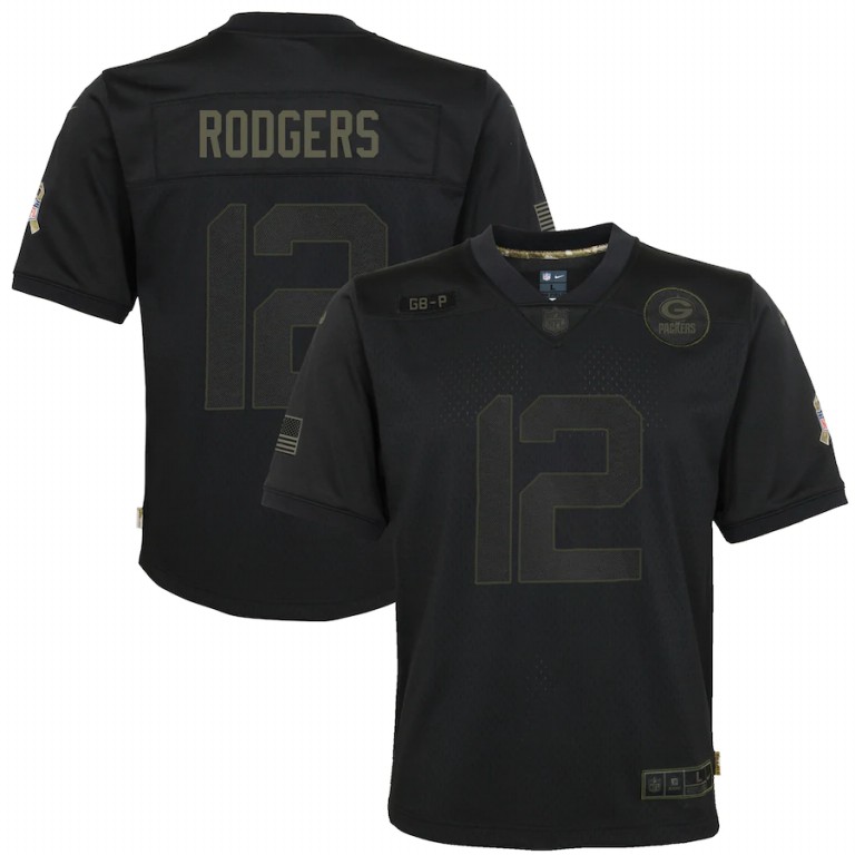 Green Bay Packers #12 Aaron Rodgers Youth 2020 Salute To Service Game Jersey Black cheap jerseys for sale - CheapJerseys.Shop