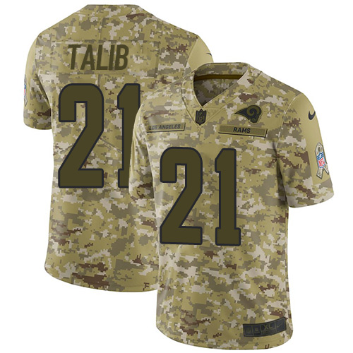 Los Angeles Rams #21 Aqib Talib Camo Men's Stitched Limited 2018 Salute To Service Jersey Men's cheap jerseys for sale - CheapJerseys.Shop