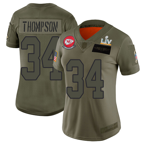 Kansas City Chiefs #34 Darwin Thompson Camo Women's Super Bowl LV Bound Stitched Limited 2019 Salute To Service Jersey Womens cheap jerseys for sale - CheapJerseys.Shop