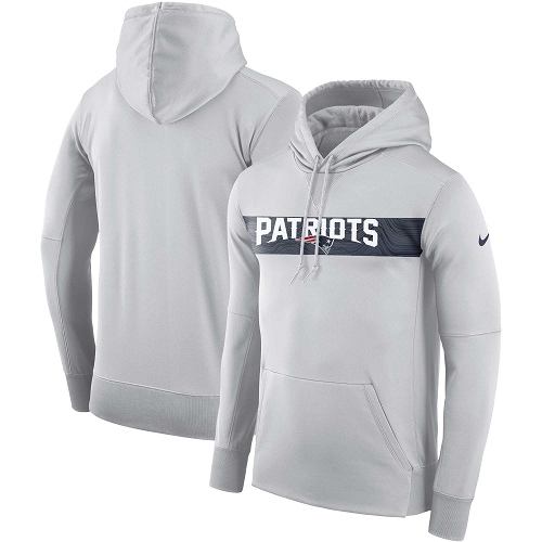 Men's New England Patriots Gray Sideline Team Performance Pullover Hoodie cheap jerseys for sale - CheapJerseys.Shop