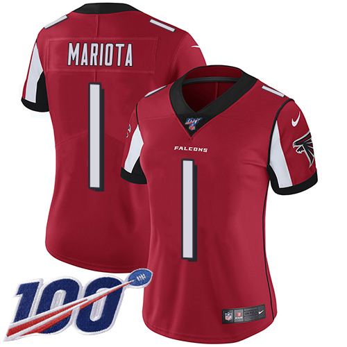 Falcons #1 Marcus Mariota Red Team Color Stitched Women's 100th Season Vapor Untouchable Limited Jersey cheap jerseys for sale - CheapJerseys.Shop