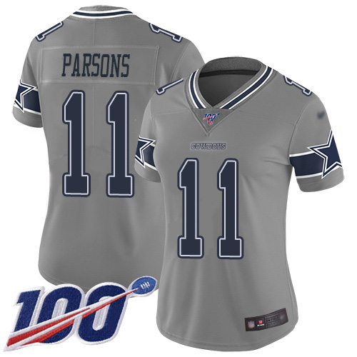Cowboys #11 Micah Parsons Gray Women's Stitched Limited Inverted Legend 100th Season Jersey cheap jerseys for sale - CheapJerseys.Shop