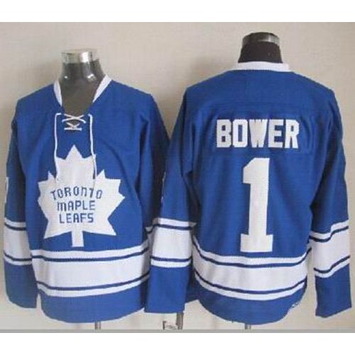 Maple Toronto Maple Leafs #1 Johnny Bower Blue CCM Throwback Stitched Jersey Men's cheap jerseys for sale - CheapJerseys.Shop