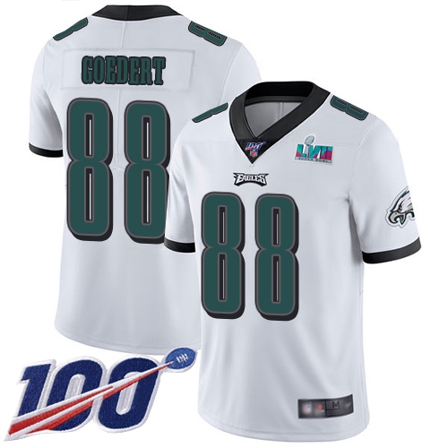 Eagles #88 Dallas Goedert White Super Bowl LVII Patch Men's Stitched 100th Season Vapor Limited Jersey cheap jerseys for sale - CheapJerseys.Shop