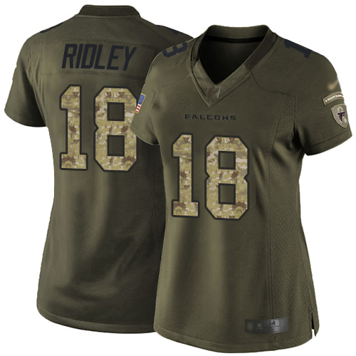 Falcons #18 Calvin Ridley Green Women's Stitched Limited 2015 Salute To Service Jersey cheap jerseys for sale - CheapJerseys.Shop