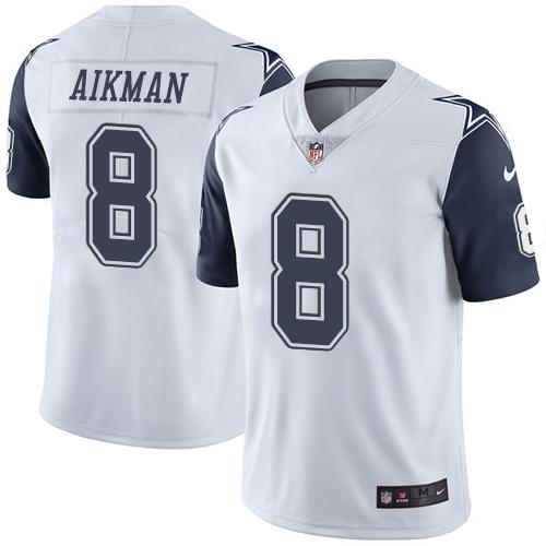 Dallas Cowboys #8 Troy Aikman White Youth Stitched Limited Rush Jersey Youth cheap jerseys for sale - CheapJerseys.Shop