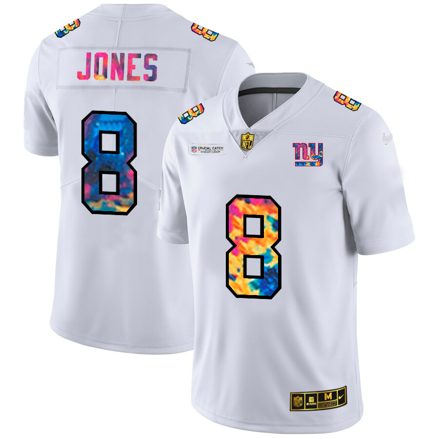 New York Giants #8 Daniel Jones Men's White Multi-Color 2020 Crucial Catch Limited Jersey cheap jerseys for sale - CheapJerseys.Shop
