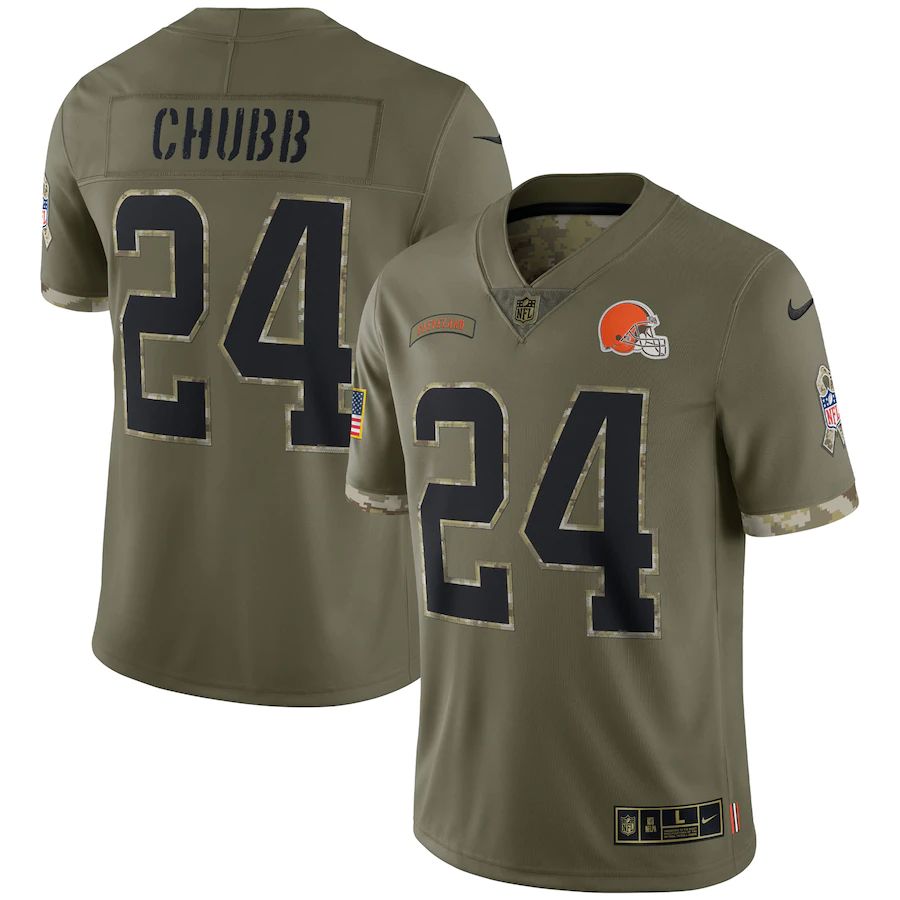 Cleveland Browns #24 Nick Chubb Men's 2022 Salute To Service Limited Jersey - Olive cheap jerseys for sale - CheapJerseys.Shop