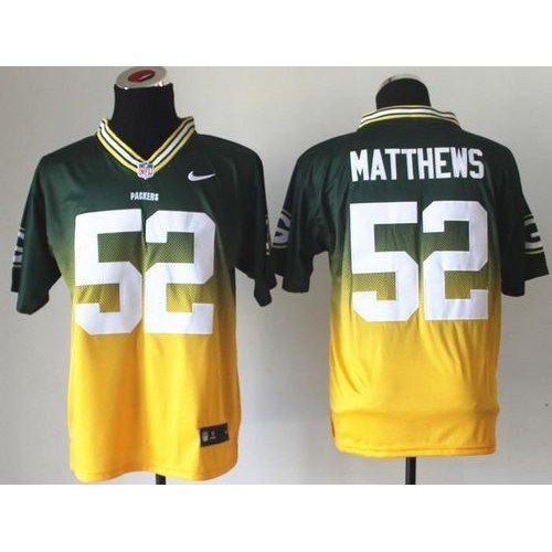 Green Bay Packers #52 Clay Matthews Green/Gold Men's Stitched Elite Fadeaway Fashion Jersey Men's cheap jerseys for sale - CheapJerseys.Shop