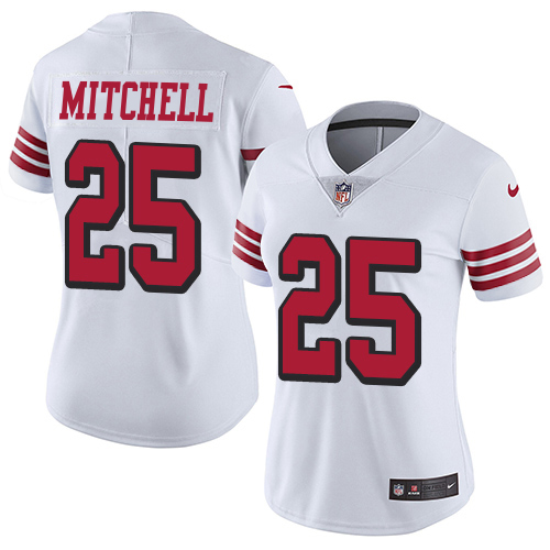 49ers #25 Elijah Mitchell White Rush Women's Stitched Vapor Untouchable Limited Jersey cheap jerseys for sale - CheapJerseys.Shop