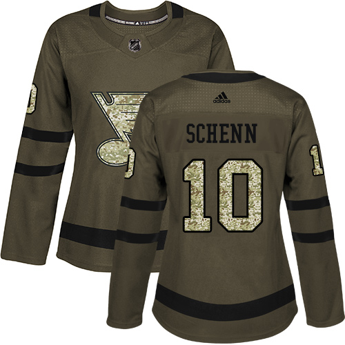 St. Louis Blues #10 Brayden Schenn Green Salute to Service Women's Stitched Jersey Womens cheap jerseys for sale - CheapJerseys.Shop