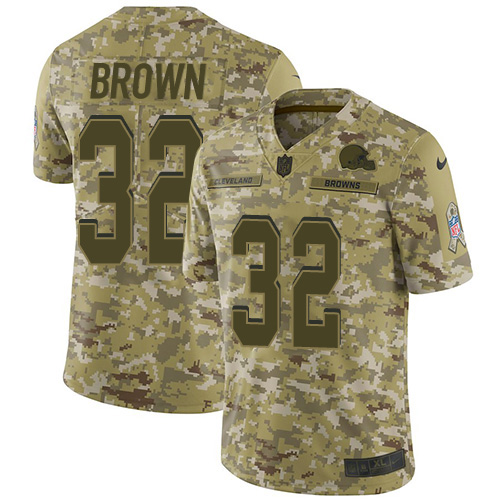 Browns #32 Jim Brown Camo Youth Stitched Limited 2018 Salute To Service Jersey cheap jerseys for sale - CheapJerseys.Shop