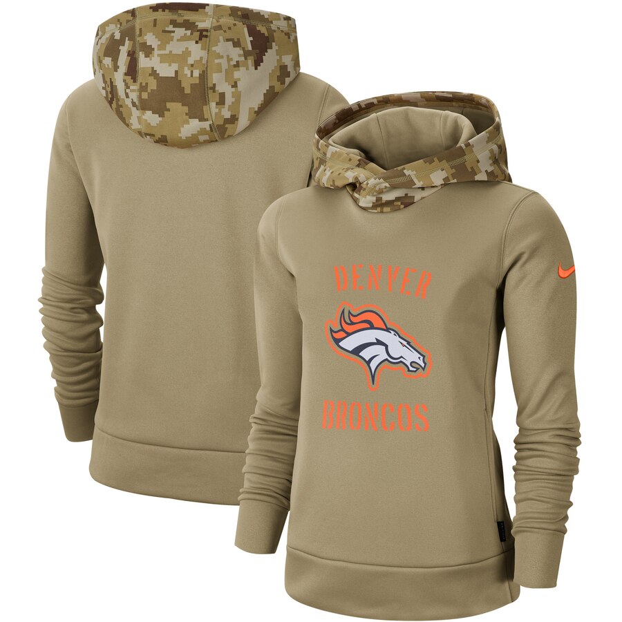 Women's Denver Broncos Khaki 2019 Salute To Service Therma Pullover Hoodie cheap jerseys for sale - CheapJerseys.Shop