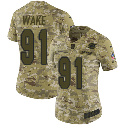 Miami Dolphins #91 Cameron Wake Camo Women's Stitched Limited 2018 Salute to Service Jersey Womens cheap jerseys for sale - CheapJerseys.Shop