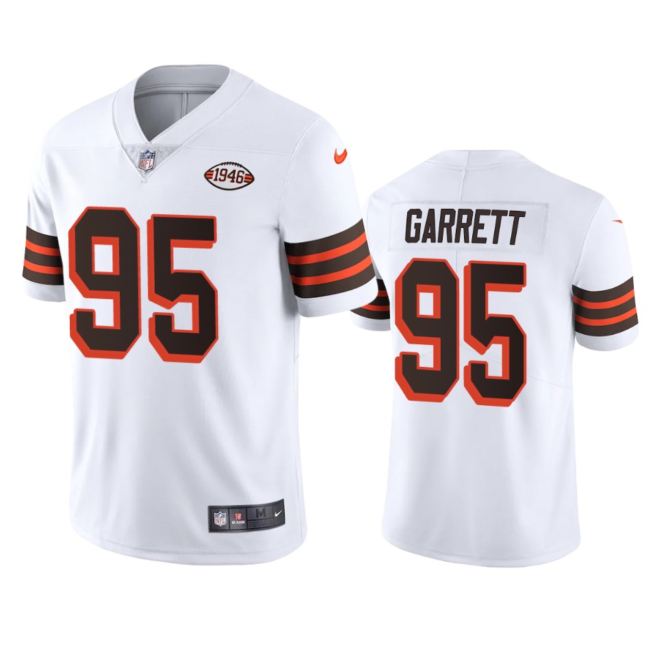 Cleveland Browns #95 Myles Garrett 1946 Collection Alternate Vapor Limited Jersey - White cheap jerseys for sale - CheapJerseys.Shop