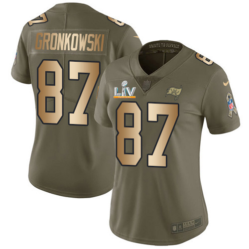 Buccaneers #87 Rob Gronkowski Olive/Gold Women's Super Bowl LV Bound Stitched Limited 2017 Salute To Service Jersey cheap jerseys for sale - CheapJerseys.Shop
