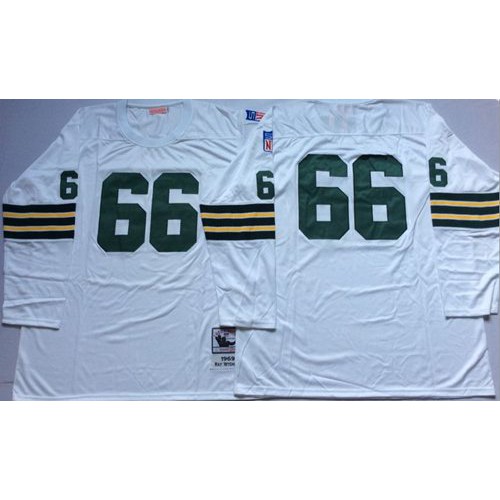 Mitchell And Ness 1969 Green Bay Packers #66 Ray Nitschke White Throwback Stitched Jersey Men's cheap jerseys for sale - CheapJerseys.Shop