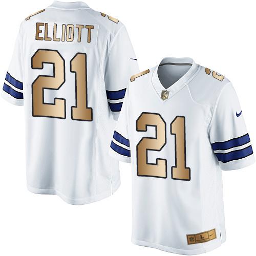 Cowboys #21 Ezekiel Elliott White Men's Stitched Limited Gold Jersey cheap jerseys for sale - CheapJerseys.Shop