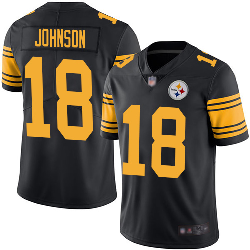 Pittsburgh Steelers #18 Diontae Johnson Black Men's Stitched Limited Rush Jersey Men's cheap jerseys for sale - CheapJerseys.Shop
