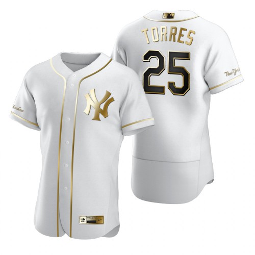 New York New York Yankees #25 Gleyber Torres White Men's Authentic Golden Edition Jersey Men's cheap jerseys for sale - CheapJerseys.Shop