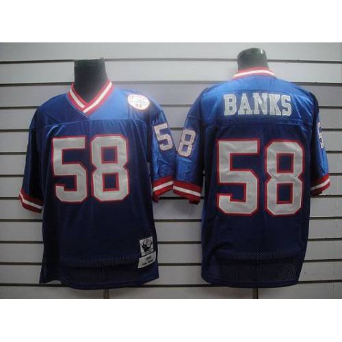 Mitchell and Ness New York Giants #58 Carl Banks Blue Stitched Jersey Men's cheap jerseys for sale - CheapJerseys.Shop