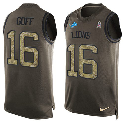 Detroit Lions #16 Jared Goff Green Men's Stitched Limited Salute To Service Tank Top Jersey cheap jerseys for sale - CheapJerseys.Shop