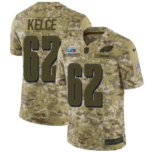 Eagles #62 Jason Kelce Camo Super Bowl LVII Patch Youth Stitched Limited 2018 Salute To Service Jersey cheap jerseys for sale - CheapJerseys.Shop