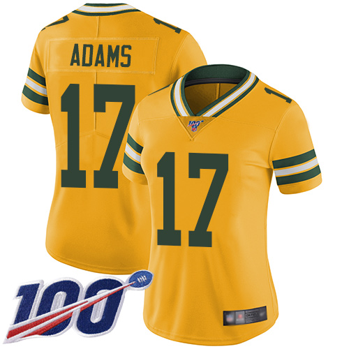 Packers #17 Davante Adams Yellow Women's Stitched Limited Rush 100th Season Jersey cheap jerseys for sale - CheapJerseys.Shop