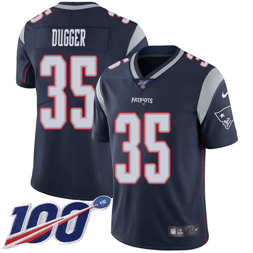 New England Patriots #35 Kyle Dugger Navy Blue Team Color Men's Stitched 100th Season Vapor Untouchable Limited Jersey Men's cheap jerseys for sale - CheapJerseys.Shop