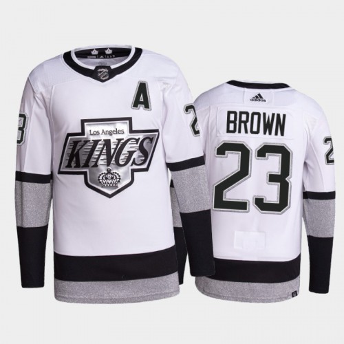 Los Angeles Kings #23 Dustin Brown Men's 2021-22 Alternate Authentic Jersey - White Men's cheap jerseys for sale - CheapJerseys.Shop