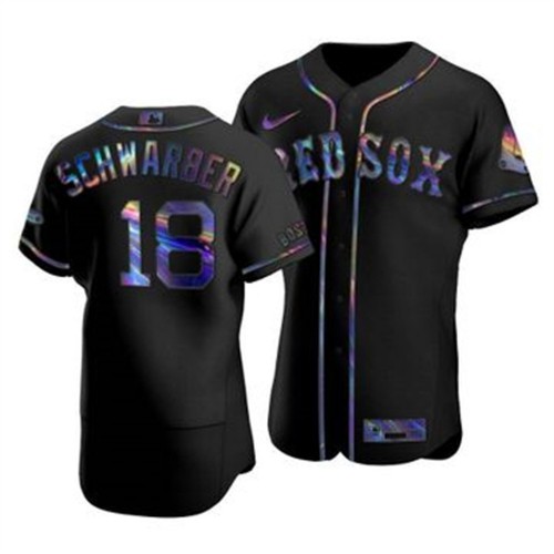 Boston Boston Red Sox #18 Kyle Schwarber Men's Iridescent Holographic Collection Jersey - Black Men's cheap jerseys for sale - CheapJerseys.Shop
