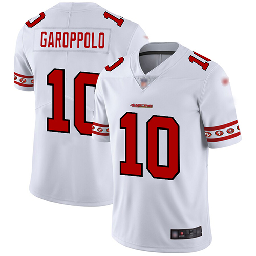 49ers #10 Jimmy Garoppolo White Men's Stitched Limited Team Logo Fashion Jersey cheap jerseys for sale - CheapJerseys.Shop