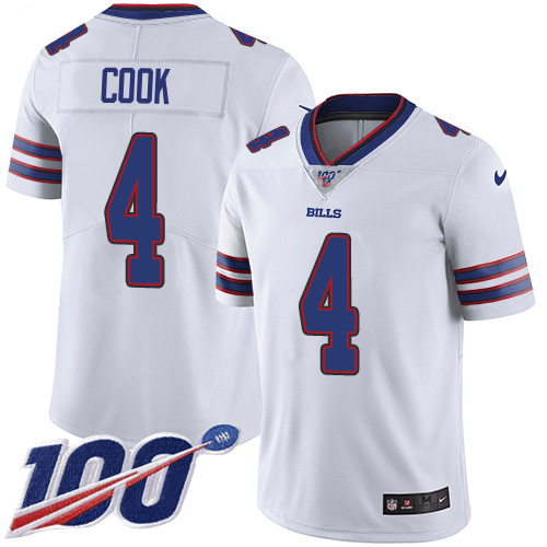 Bills #4 James Cook White Men's Stitched 100th Season Vapor Untouchable Limited Jersey cheap jerseys for sale - CheapJerseys.Shop