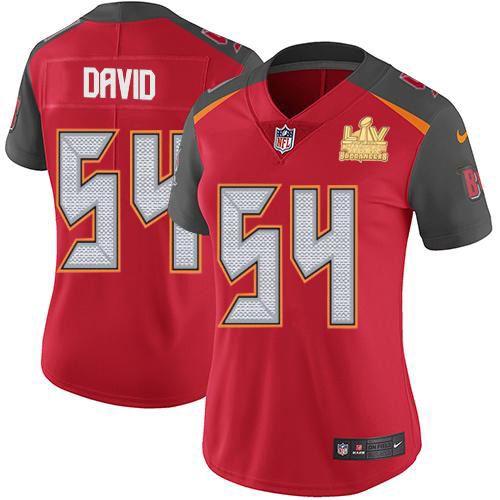Buccaneers #54 Lavonte David Red Team Color Women's Super Bowl LV Champions Patch Stitched Vapor Untouchable Limited Jersey cheap jerseys for sale - CheapJerseys.Shop