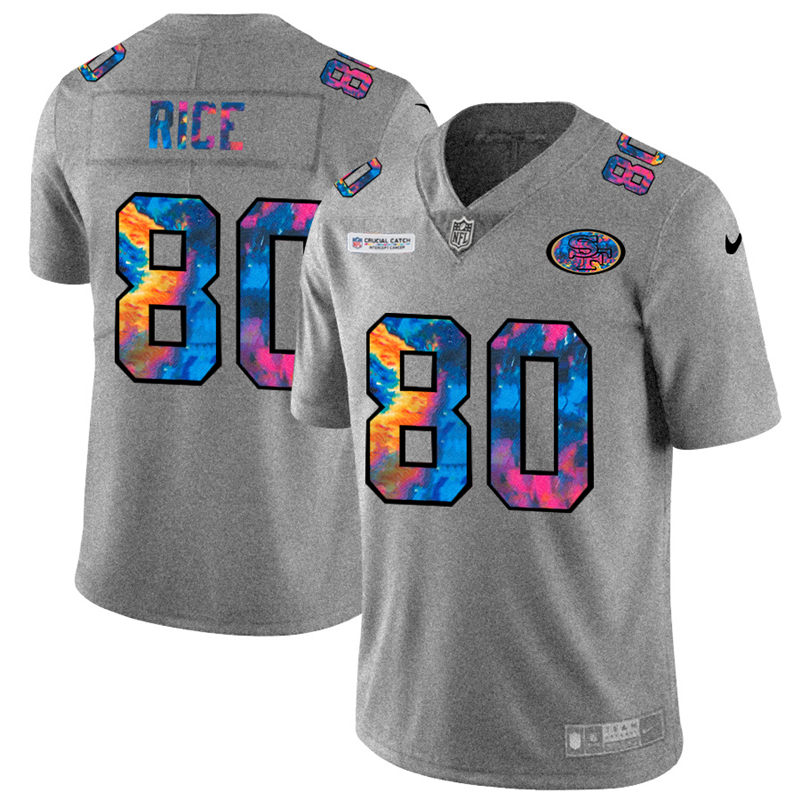 San Francisco 49ers #80 Jerry Rice Men's Multi-Color 2020 Crucial Catch Jersey Greyheather cheap jerseys for sale - CheapJerseys.Shop