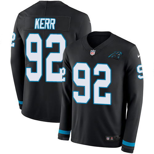 Carolina Panthers #92 Zach Kerr Black Team Color Men's Stitched Limited Therma Long Sleeve Jersey Men's cheap jerseys for sale - CheapJerseys.Shop