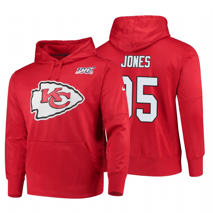 Kansas City Chiefs #95 Chris Jones 100 Primary Logo Circuit Name & Number Pullover Hoodie Red cheap jerseys for sale - CheapJerseys.Shop