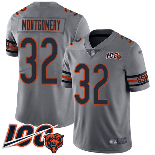 Chicago Bears #32 David Montgomery Silver Men's Stitched Limited Inverted Legend 100th Season Jersey Men's cheap jerseys for sale - CheapJerseys.Shop