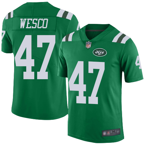 New York Jets #47 Trevon Wesco Green Men's Stitched Limited Rush Jersey Men's cheap jerseys for sale - CheapJerseys.Shop